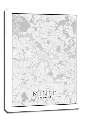 Mińsk mapa czarno biała - obraz na płótnie 60x80 cm