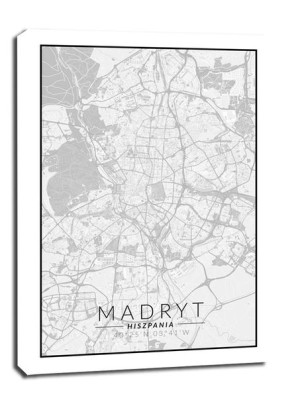 Madryt mapa czarno biała - obraz na płótnie 30x40 cm