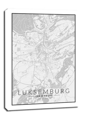 Luksemburg mapa czarno biała - obraz na płótnie 40x50 cm