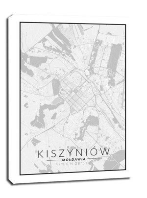 Kiszyniow mapa czarno biała - obraz na płótnie 60x80 cm