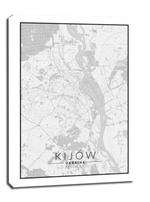 Kijów mapa czarno biała - obraz na płótnie 40x50 cm