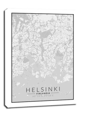 Helsinki mapa czarno biała - obraz na płótnie 70x100 cm