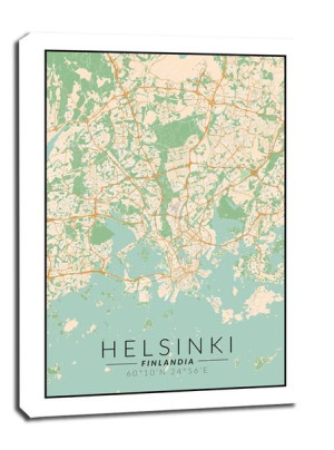Helsinki mapa kolorowa - obraz na płótnie 40x50 cm