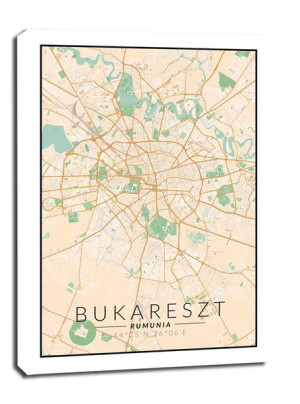Bukareszt mapa kolorowa - obraz na płótnie 40x60 cm