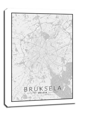 Bruksela mapa czarno biała - obraz na płótnie 61x91,5 cm