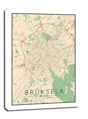 Bruksela mapa kolorowa - obraz na płótnie 40x60 cm
