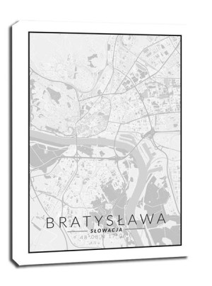 Bratysława mapa czarno biała - obraz na płótnie 50x70 cm