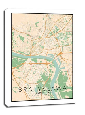 Bratysława mapa kolorowa - obraz na płótnie 60x80 cm