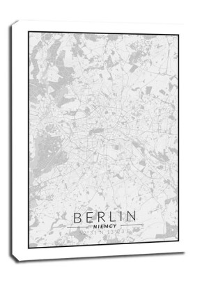 Berlin mapa czarno biała - obraz na płótnie 40x50 cm