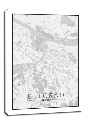 Belgrad mapa czarno biała - obraz na płótnie 30x40 cm