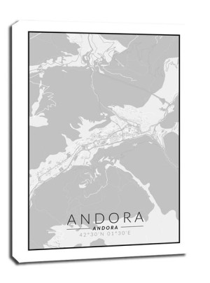 Andora mapa czarno biała - obraz na płótnie 60x80 cm