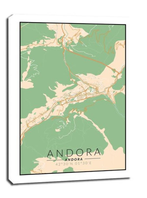 Andora mapa kolorowa - obraz na płótnie 70x100 cm