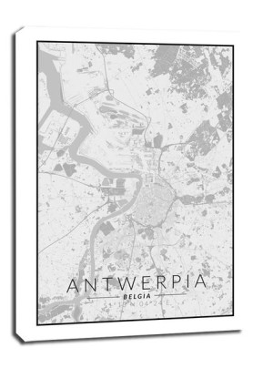 Antwerpia mapa czarno biała - obraz na płótnie 20x30 cm