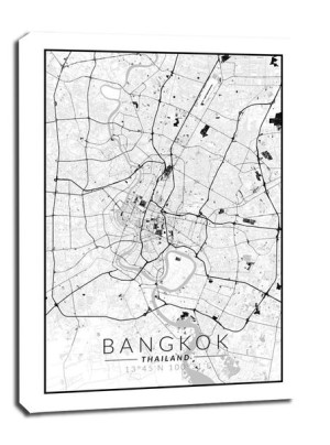 Bangkok mapa czarno biała - obraz na płótnie 40x50 cm