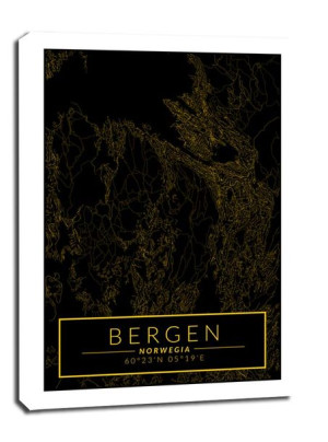 Bergen mapa złota - obraz na płótnie 40x60 cm