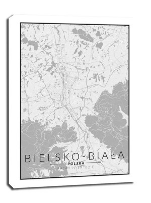 Bielsko Biała mapa czarno biała - obraz na płótnie 90x120 cm