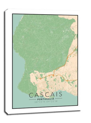 Cascais mapa kolorowa - obraz na płótnie 20x30 cm