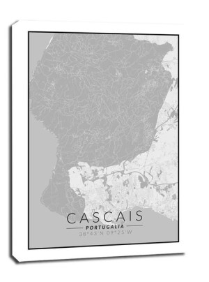 Cascais mapa czarno biała - obraz na płótnie 50x70 cm