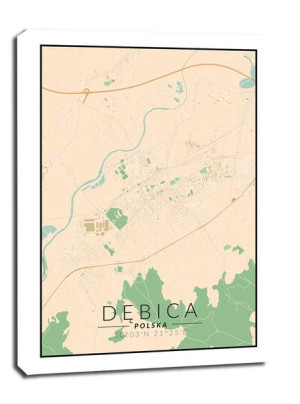 Dębica mapa kolorowa - obraz na płótnie 90x120 cm
