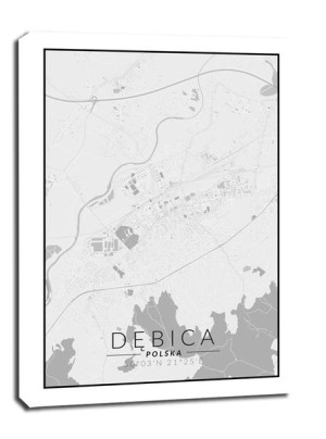 Dębica mapa czarno biała - obraz na płótnie 61x91,5 cm