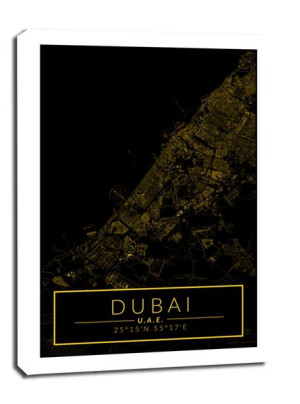 Dubai mapa złota - obraz na płótnie 20x30 cm