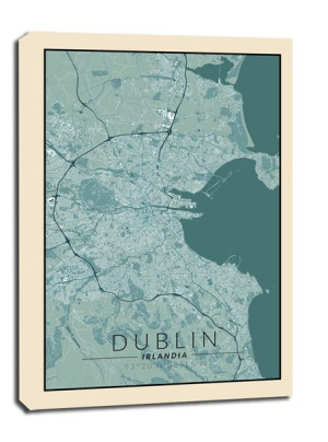Dublin mapa vintage - obraz na płótnie 61x91,5 cm