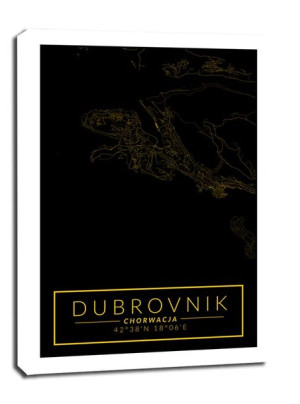 Dubrovnik mapa złota - obraz na płótnie 60x80 cm