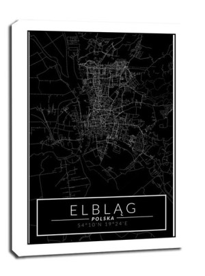 Elblag mapa dark - obraz na płótnie 20x30 cm
