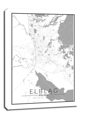 Elblag mapa czarno biała - obraz na płótnie 40x60 cm