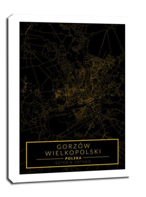 Gorzów Wielkopolski mapa złota - obraz na płótnie 70x100 cm