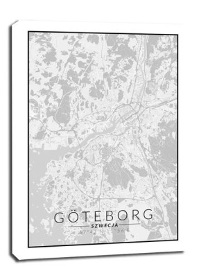 Goteborg mapa czarno biała - obraz na płótnie 60x80 cm
