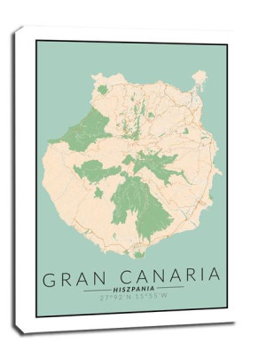 Gran Canaria mapa kolorowa - obraz na płótnie 30x40 cm
