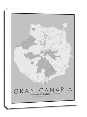 Gran Canaria mapa czarno biała - obraz na płótnie 60x80 cm