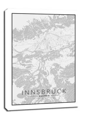 Innsbruck mapa czarno biała - obraz na płótnie 20x30 cm
