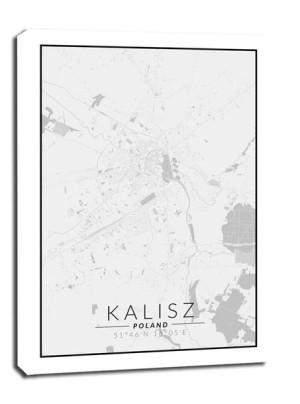 Kalisz mapa czarno biała - obraz na płótnie 40x50 cm
