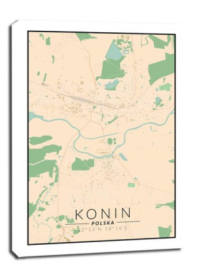 Konin mapa kolorowa - obraz na płótnie 20x30 cm
