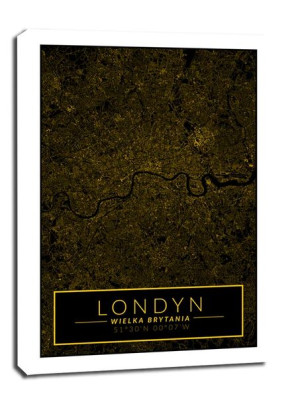 Londyn mapa złota - obraz na płótnie 20x30 cm