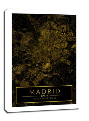 Madrid mapa złota - obraz na płótnie 40x60 cm