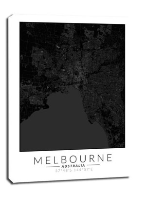 Melbourne mapa czarna - obraz na płótnie 40x50 cm