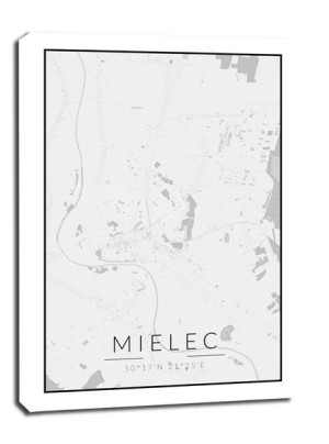 Mielec mapa czarno biała - obraz na płótnie 90x120 cm