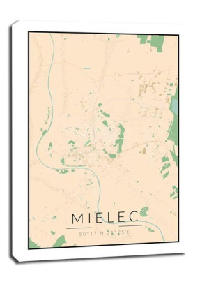 Mielec mapa kolorowa - obraz na płótnie 70x100 cm