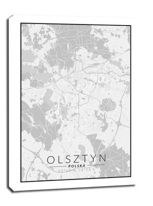 Olsztyn mapa czarno biała - obraz na płótnie 40x50 cm