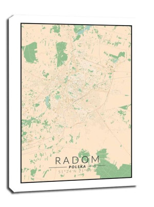 Radom mapa kolorowa - obraz na płótnie 61x91,5 cm