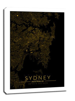 Sydney mapa złota - obraz na płótnie 70x100 cm