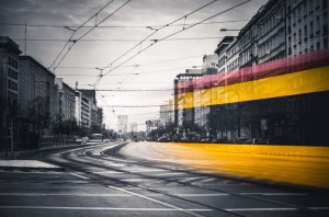 Warszawa Tramwaj na Marszałkowskiej - plakat premium 50x40 cm