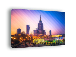 Kolorowa Warszawa Pałac Kultury i Nauki - obraz na płótnie 120x90 cm