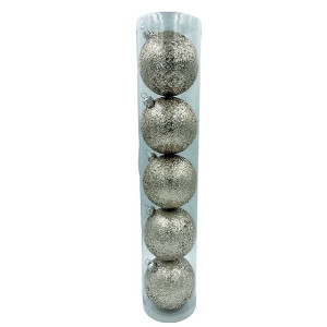 Bombki nietłukące się szampańskie brokatowe w zestawie 5 szt. 8 cm Święta