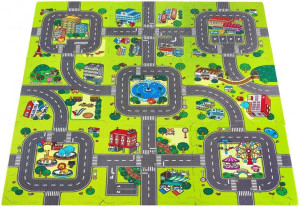 Mata edukacyjna piankowe puzzle 90 x 90 x 1cm - pianka EVA - wzór: miasto d
