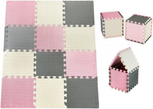 Piankowe puzzle 12szt. - piankowa mata edukacyjna 120 x 90 x 1.2cm z obrzeż