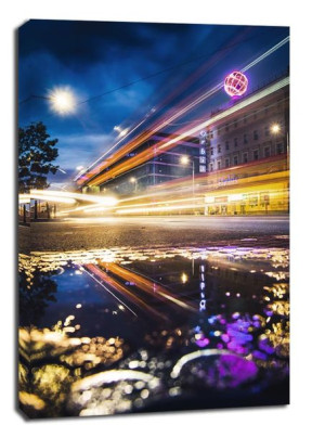 Nocna Warszawa - obraz na płótnie 20x30 cm